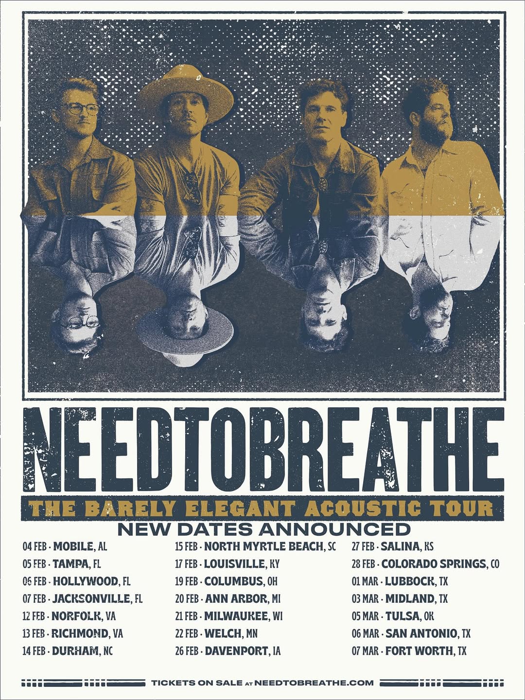 NEEDTOBREATHE The Barely Elegant Acoustic Tour Poster 2026