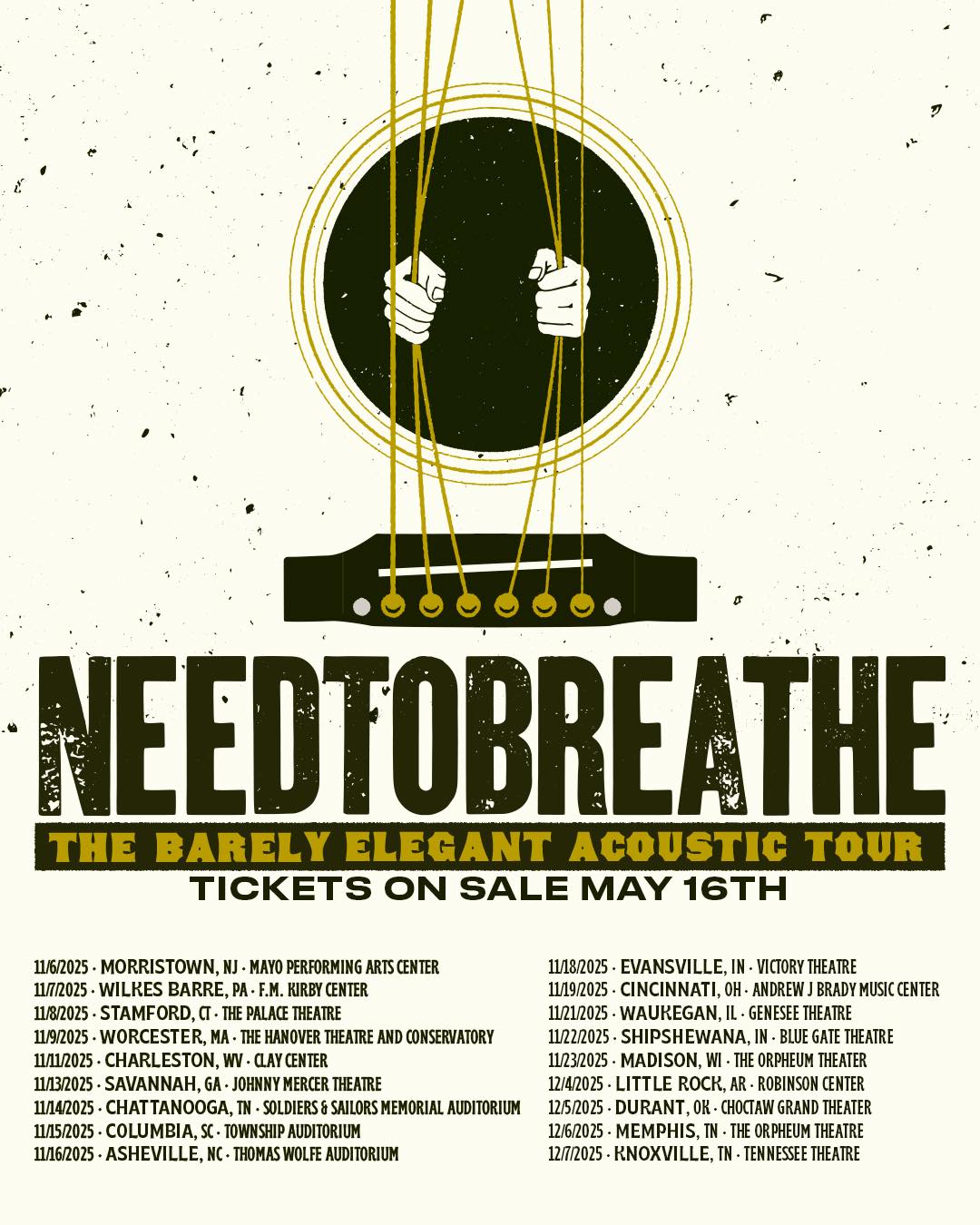 NEEDTOBREATHE The Barely Elegant Acoustic Tour Poster 2026